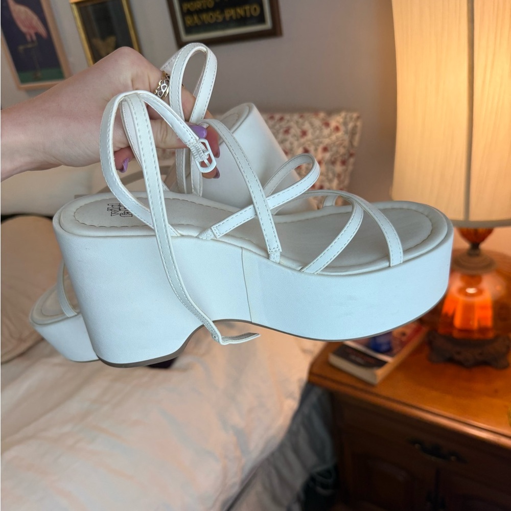 Chunky white platform wedges